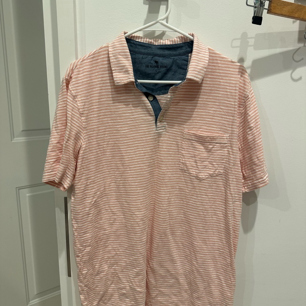The Normal Brand Coral and White Polo